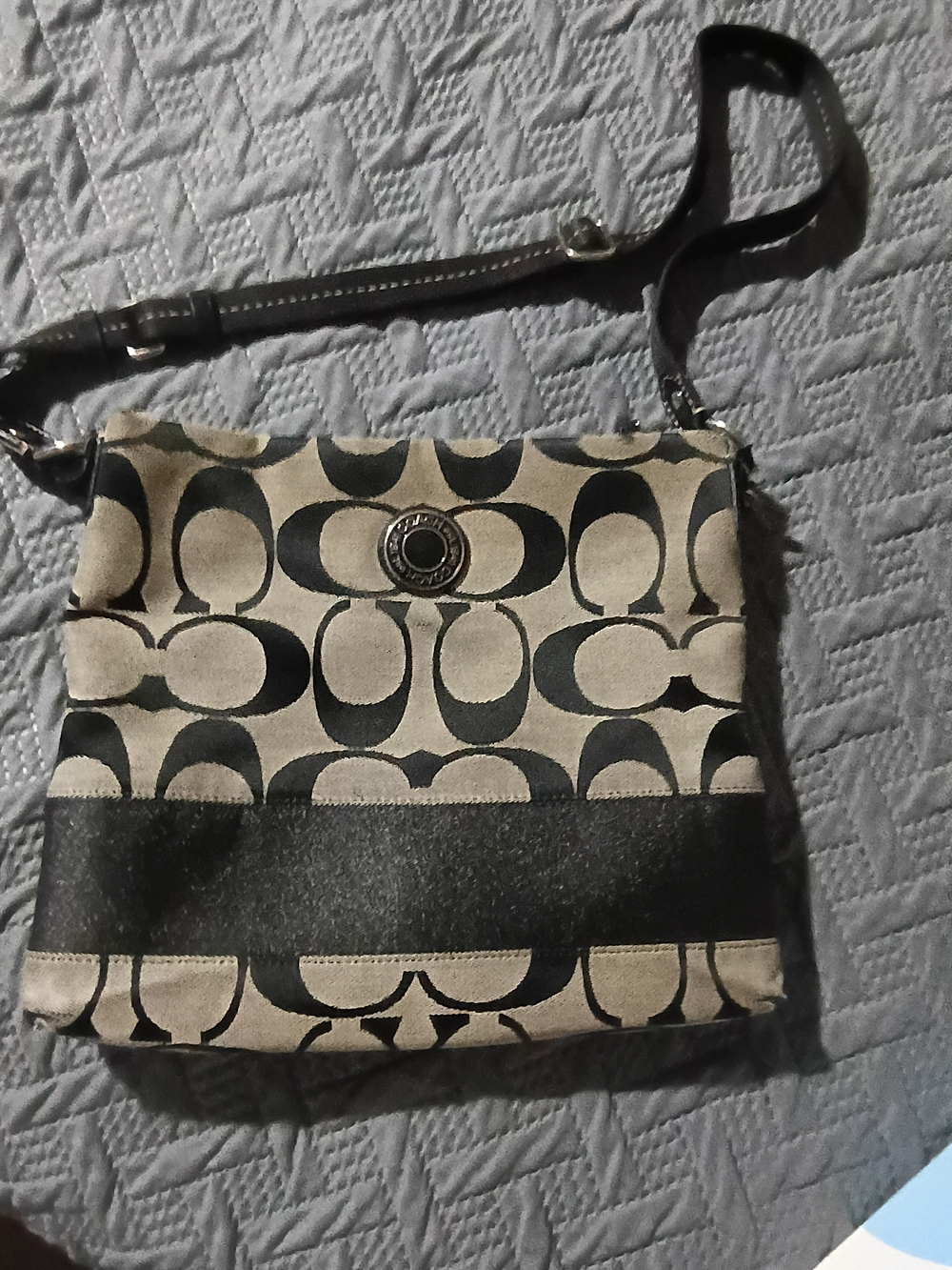 Coach Crossbody Bag in Beige and Black Signature Print